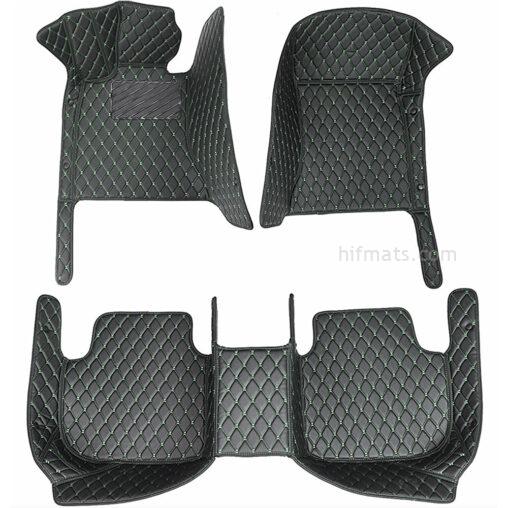 Black Leather and White Stitching Diamond Car Mats Sets