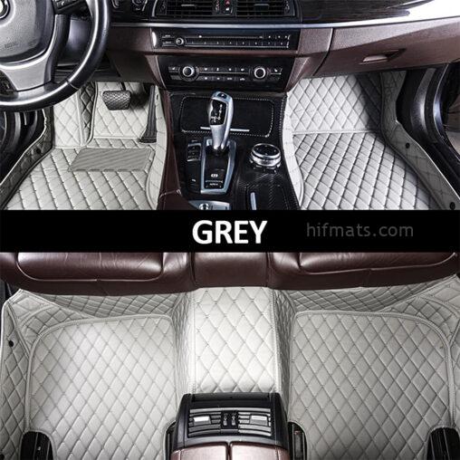 Grey Leather and Grey Stitching Diamond Car Mats Main