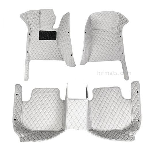 Grey Leather and Grey Stitching Diamond Car Mats Set