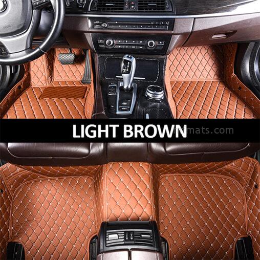 Light Brown Leather and White Stitching Diamond Car Mats Main